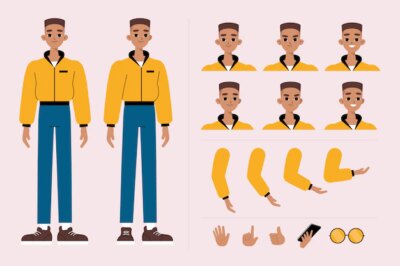 Free Vector | Male character poses illustration set