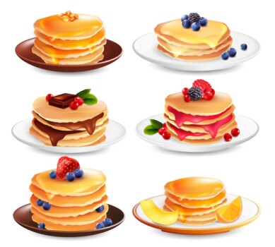 Free Vector | Maple pancakes isolated set