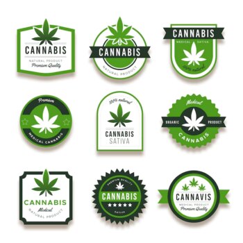 Free Vector | Medical cannabis badges collection