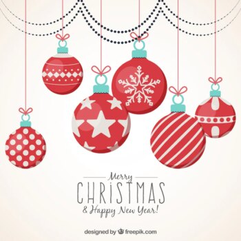 Free Vector | Merry christmas and new year background with ornamental balls