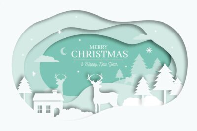 Free Vector | Merry christmas background in paper style concept