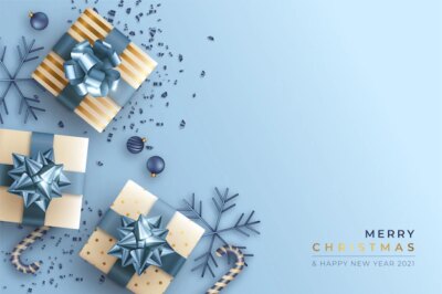 Free Vector | Merry christmas background with realistic presents
