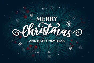 Free Vector | Merry christmas lettering with pine leaves