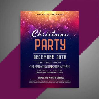 Free Vector | Merry christmas sparkles party poster flyer design template
