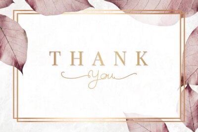 Free Vector | Metallic pink leaves pattern thank you card vector