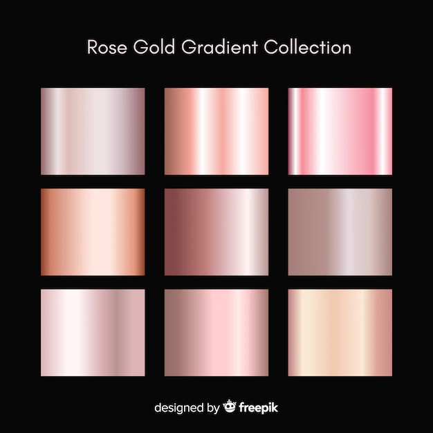 Free Vector | Metallic texture rose gold gradient set