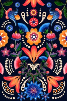 Free Vector | Mexican ethnic flower pattern vector