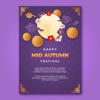 Free Vector | Mid autumn festival paper style poster