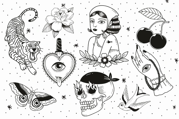 Free Vector | Minimal creative tattoo design set