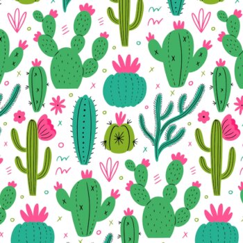 Free Vector | Minimalist pattern with cactus plants