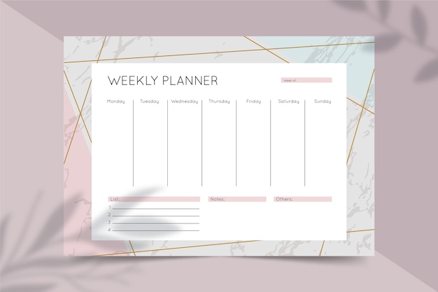 Free Vector | Minimalist weekly planner template