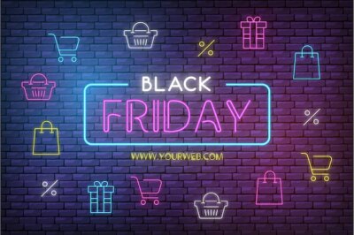 Free Vector | Modern black friday sale background with neon icons