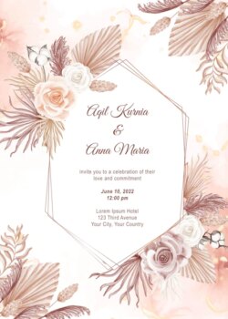 Free Vector | Modern pink boho style wedding card invitation template