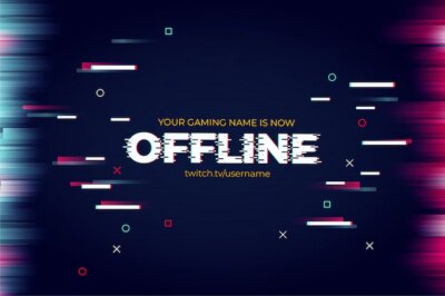 Free Vector | Modern twitch banner with glitch text effect template