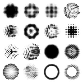 Free Vector | Monochrome halftone effects circles set