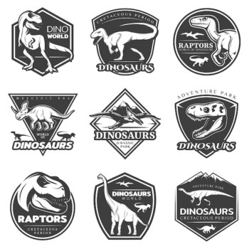 Free Vector | Monochrome vintage dinosaur logos set