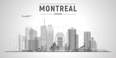 Free Vector | Montreal canada city lines skyline vector illustration business travel and tourism concept with modern buildings image for presentation banner placard and web site