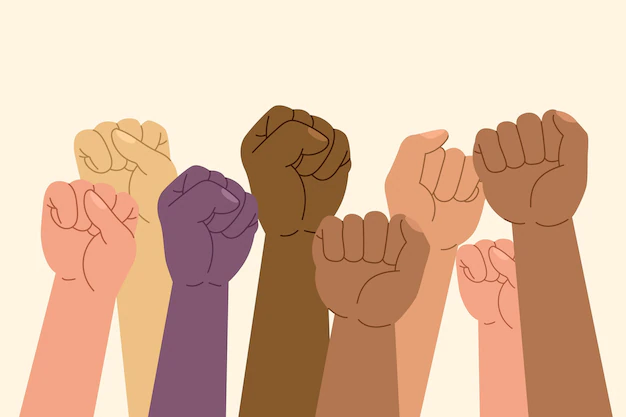 Free Vector | Multiracial raised fists concept