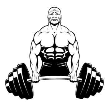 Free Vector | Muscle man bodybuilder holding a large barbell with big weights