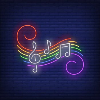 Free Vector | Music notes with lgbt colors neon sign