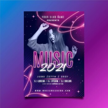 Free Vector | Music poster template with woman dancing