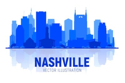 Free Vector | Nashville tennessee city silhouette at white background vector illustration business travel and tourism concept with modern buildings image for banner or website