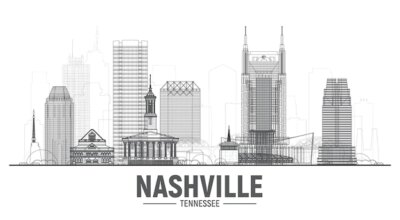 Free Vector | Nashville tennessee skyline with panorama at white background vector illustration business travel and tourism concept with modern buildings image for banner or web site