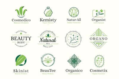 Free Vector | Nature cosmetics logo collection