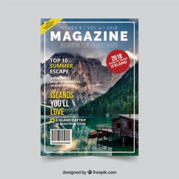 Free Vector | Nature magazine cover template with photo