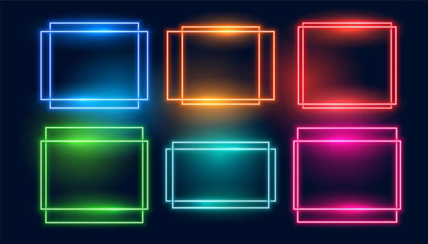Free Vector | Neon frames set of six in square and rectangle style