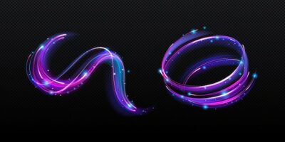 Free Vector | Neon magic swirl wind effect purple twirl light
