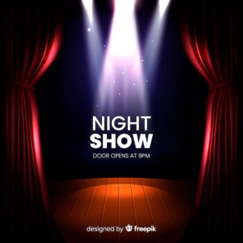 Free Vector | Night show with open doors and spotlights