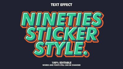 Free Vector | Nineties retro editable text effects