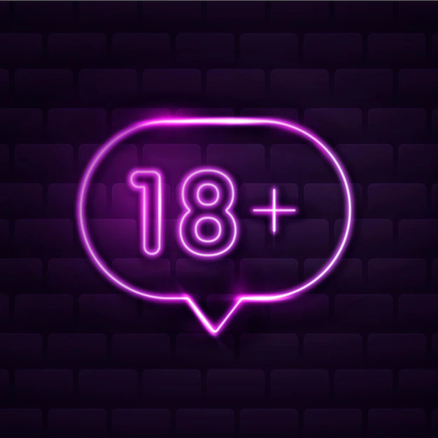 Free Vector | Number 18+ in purple neon style