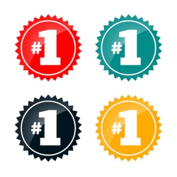 Free Vector | Number one label badges in four colors