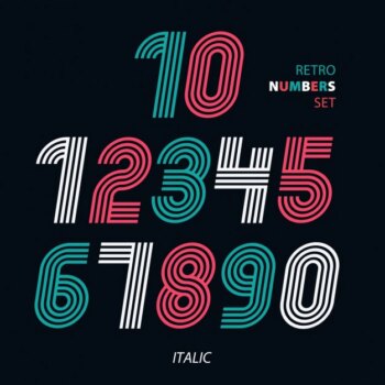 Free Vector | Numbers in italics , retro style