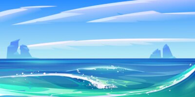 Free Vector | Ocean sea waves with white foam, nature landscape