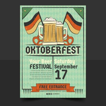 Free Vector | Oktoberfest hand drawn poster template