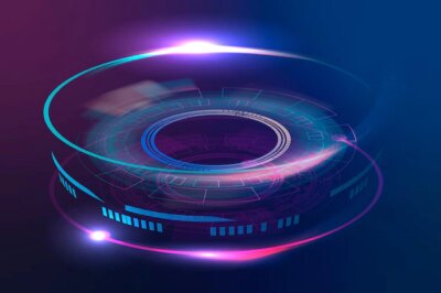 Free Vector | Optical lens advanced technology vector graphic in neon purple
