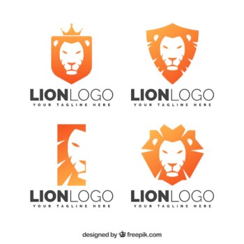 Free Vector | Orange lion logos