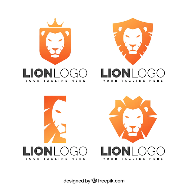 Free Vector | Orange lion logos