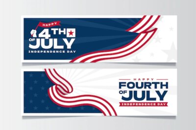 Free Vector | Organic flat 4th of july independence day banners set