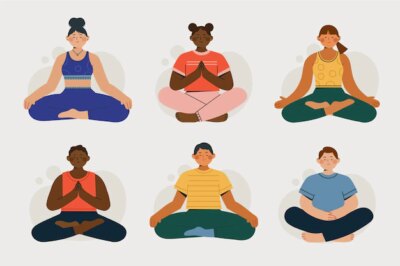 Free Vector | Organic flat people meditating peacefully