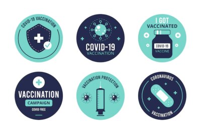 Free Vector | Organic flat vaccination campaign badge collection