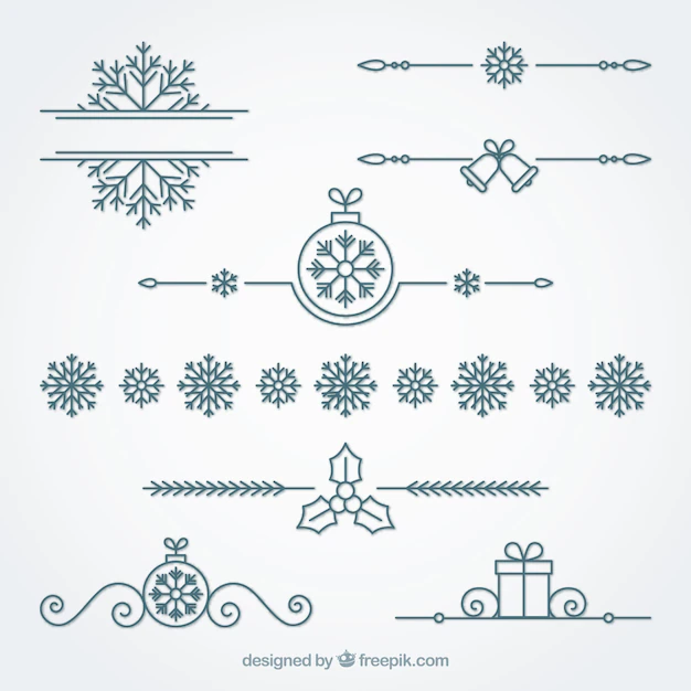 Free Vector | Ornamental christmas border set