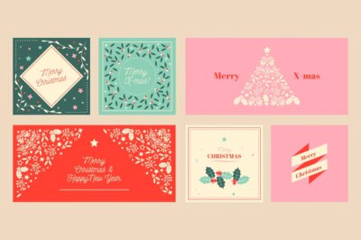 Free Vector | Ornamental christmas cards collection