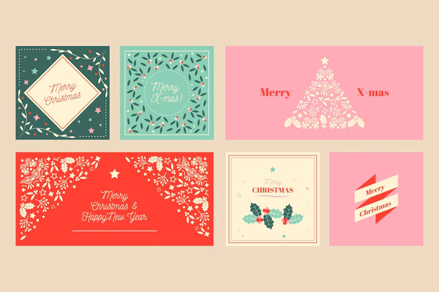 Free Vector | Ornamental christmas cards collection