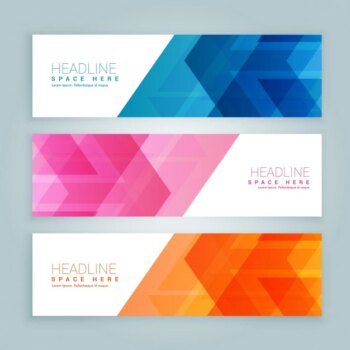 Free Vector | Pack of colored banners with abstract design