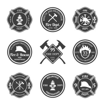 Free Vector | Pack of firefighter badges