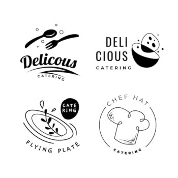 Free Vector | Pack of flat design catering logos